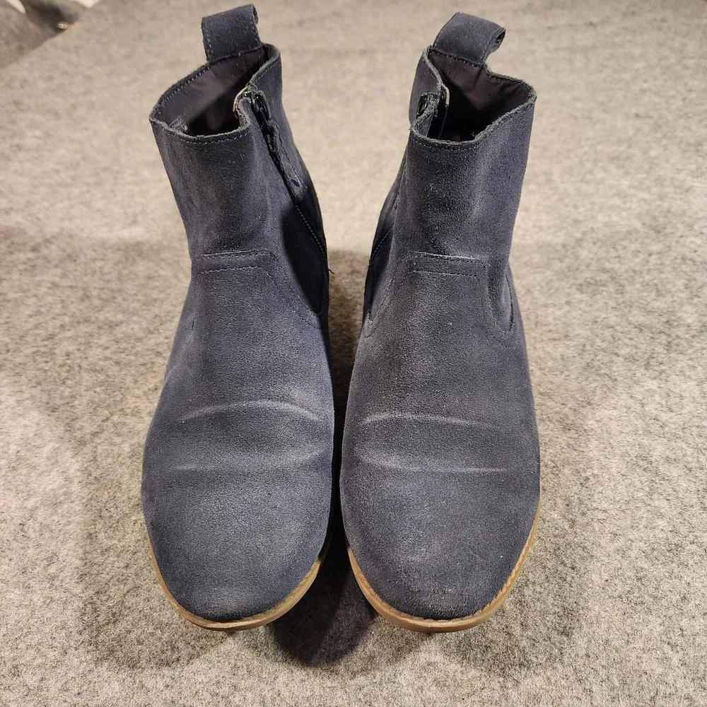 Vionic Boots Womens Size 7.5 Navy Suede Ankle Booties‎ Zip Low Heel VERAVS355